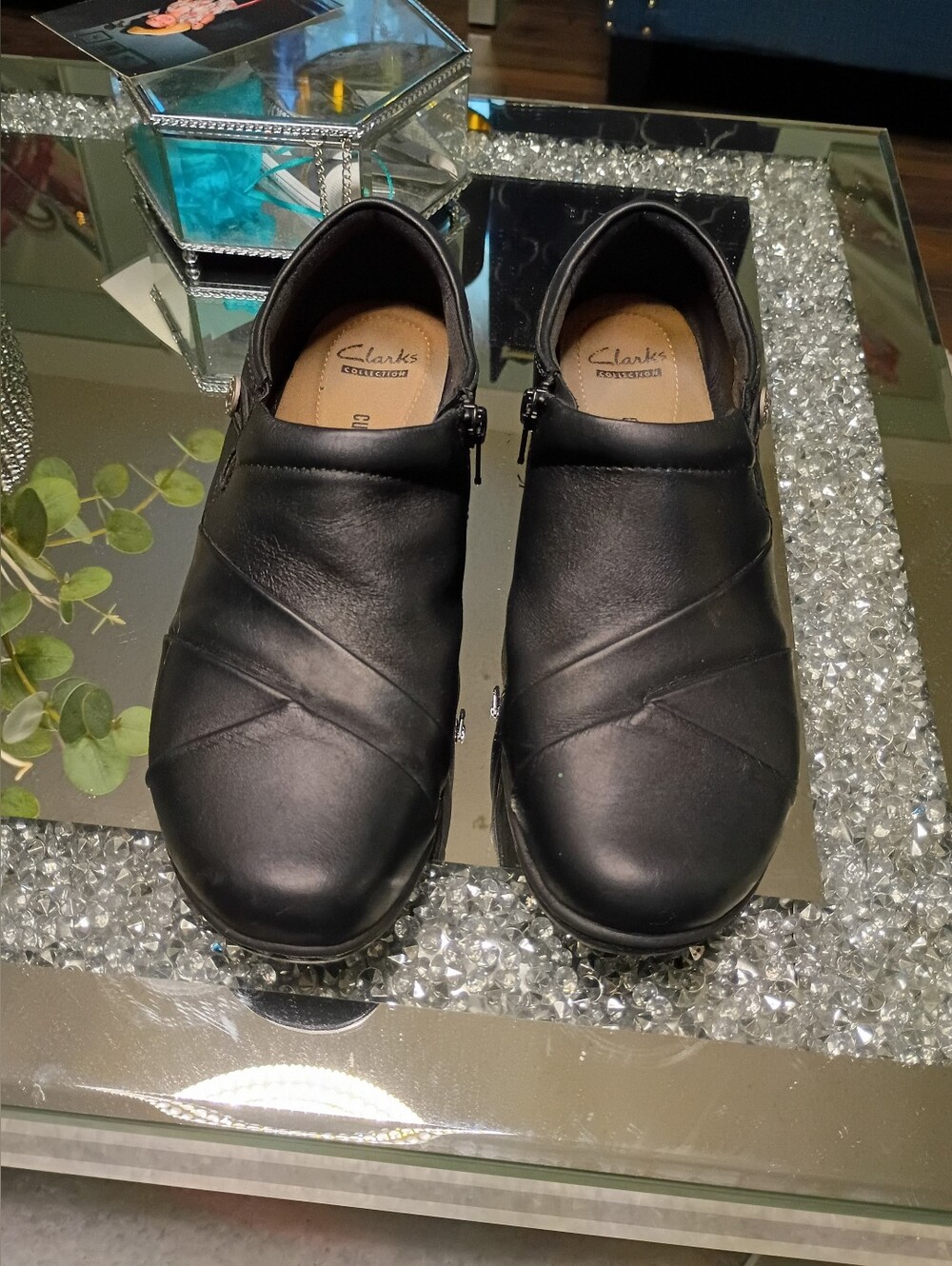 Clarks Black Leather Ankle Zip Comfort Shoes